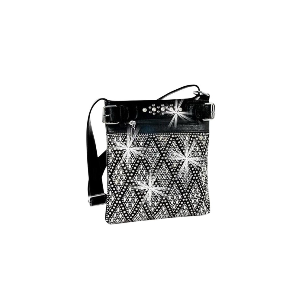 Y2K Vintage Bratz‎ Studded Bag Black Faux Leather Rhinestone Glam Bling